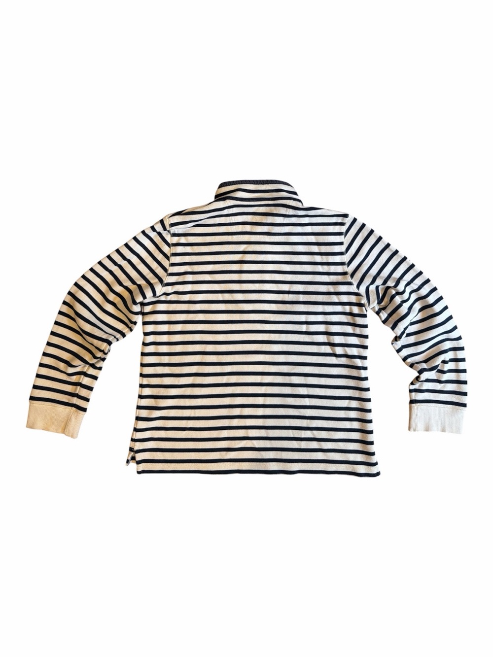 L.L. Bean Navy and White Striped Half-Zip Pullover - Picture 3 of 6